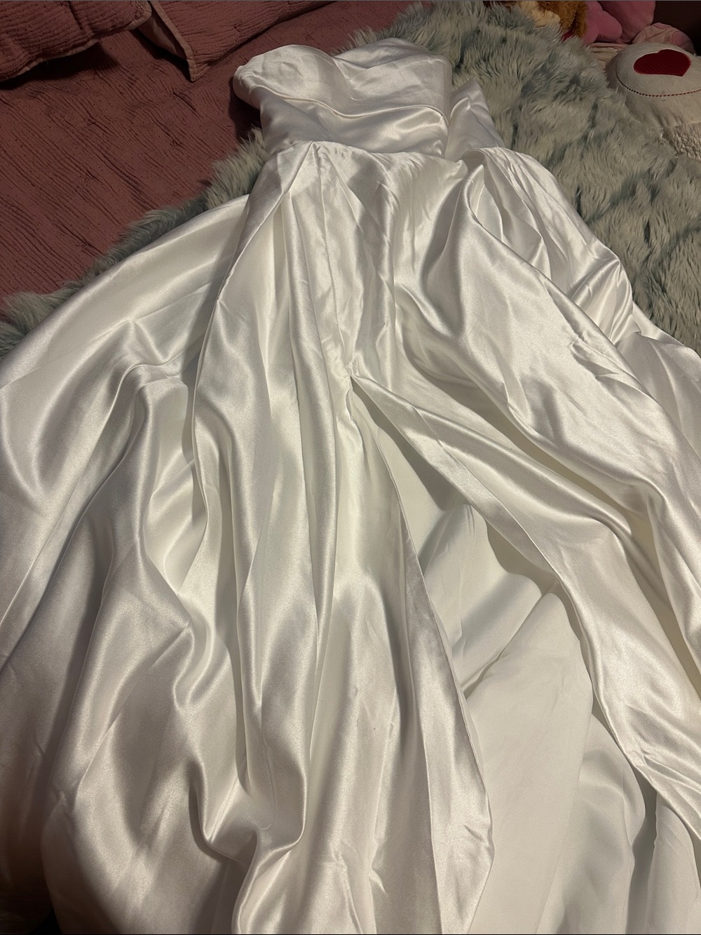 Satin White Strapless  Gown size 16